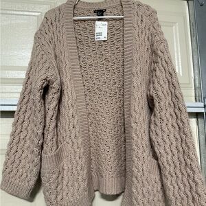 H&M Taupe Cable Knit Cardigan